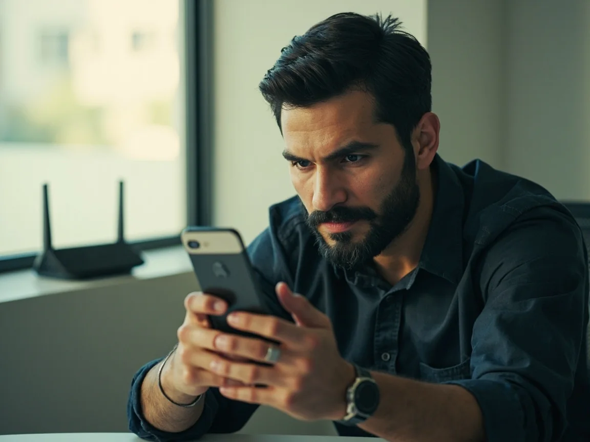 Adult testing app connectivity on different networks.